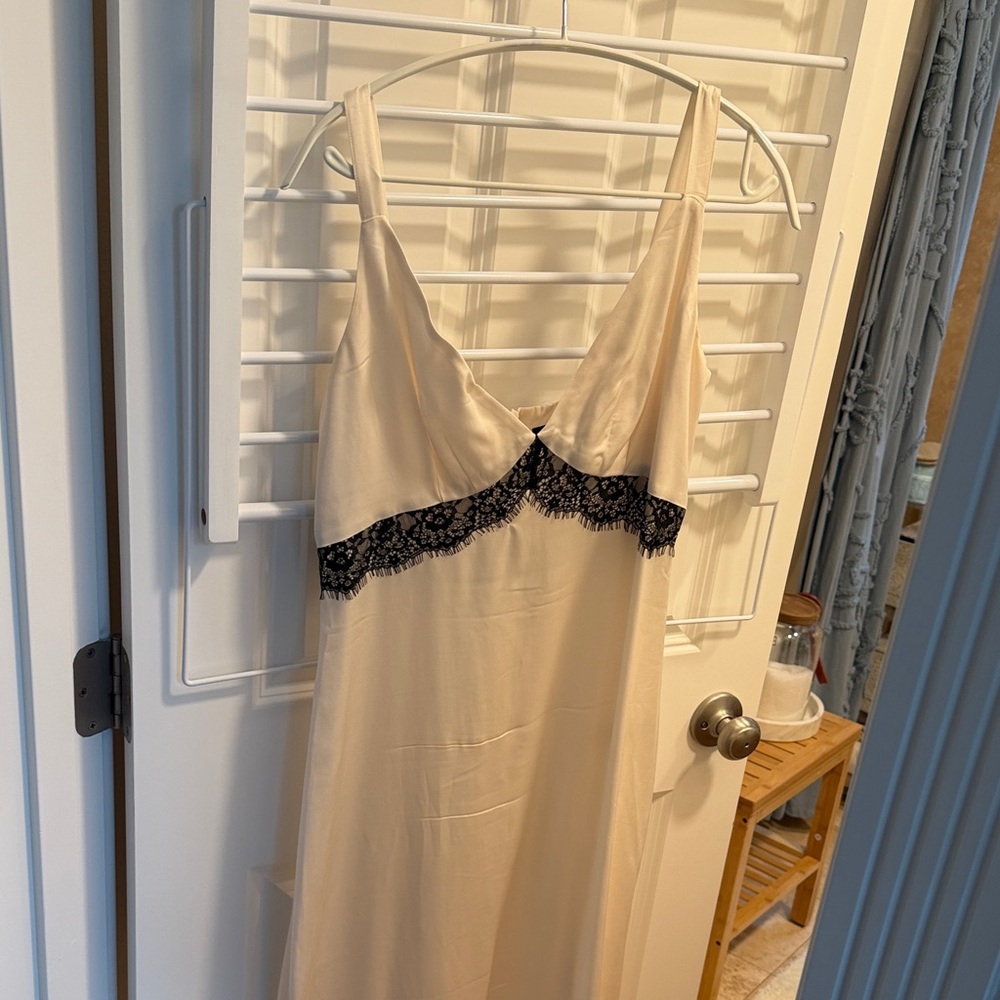 French Connection Cream Lace Trim dress